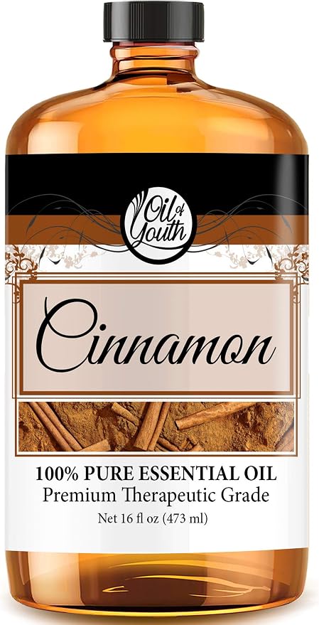 Oil of Youth - Cinnamon Essential Oil (16oz Bulk) Pure Therapeutic Grade Essential Oil for Aromatherapy, Diffuser, Muscle Relief, Skin Therapy