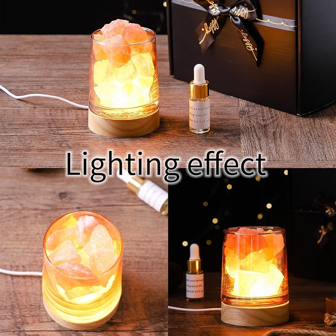 Himalayan Salt Stone Essential Oil Diffuser - Lavender Essential Oil Gift Set - Natural Aromatherapy Diffuser for Home & Office - Stress Relief & Air Purifier - Gift for Women