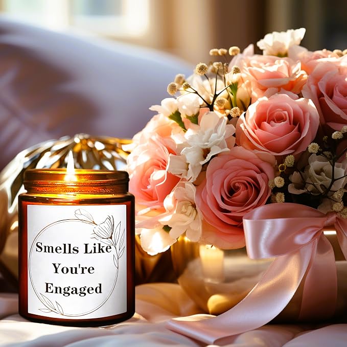 You're Engaged Candles for Women, Bride to be, Bachelorette - Gift for Newly Engaged Couples Fiance- Bridal Shower Gift for Her Sister Daughter Friends - Relaxing Lavender Vanilla Soy Candle