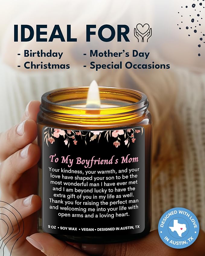 Boyfriend's Mom Candle, Thoughtful Gifts for Boyfriend's Mom from Girlfriend, Unique Sentimental Birthday Gifts, Best Gift for Christmas, Special Occasions, Gift Ready
