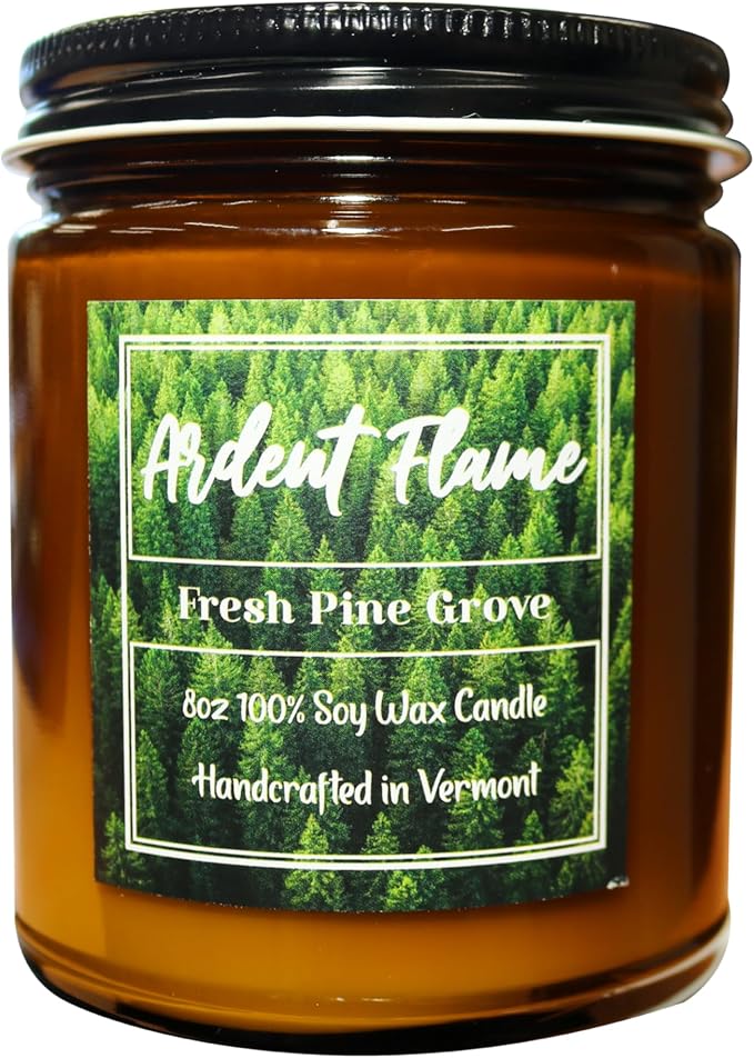 Candles | Fresh Pine Grove | 100% Natural Soy Wax Candle for Home Decor | Highly Scented | Premium Fragrance | Handmade in Vermont, USA | 8 oz | Long Lasting | Gift for Women and Men