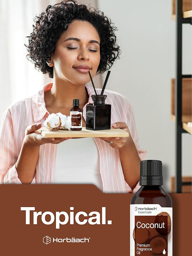 Horbäach Coconut Fragrance Oil | 1 fl oz (30ml) | Premium Grade | for Diffusers, Candle and Soap Making, DIY Projects & More