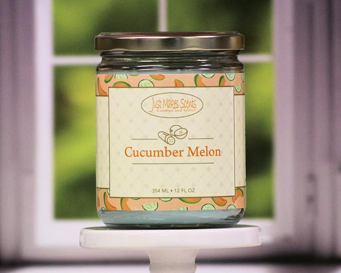 Cucumber Melon Scented Blended Soy Candle by Just Makes Scents (12 oz)