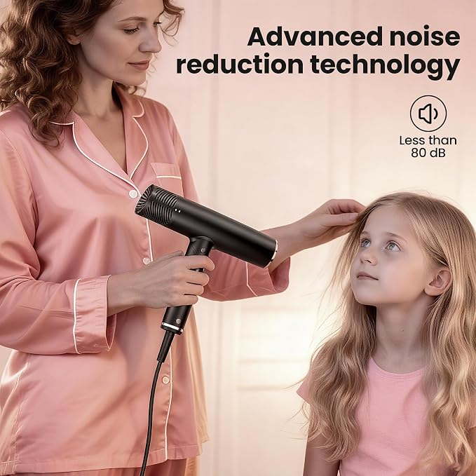 Hair Dryer with Diffuser, Surfit Blow Dryer, Foldable Travel Hairdryer, 110,000 RPM Professional Ionic Hair Dryer for All Hair Types, 1 Min Fast Drying, Precision Styling, No Heat Damage