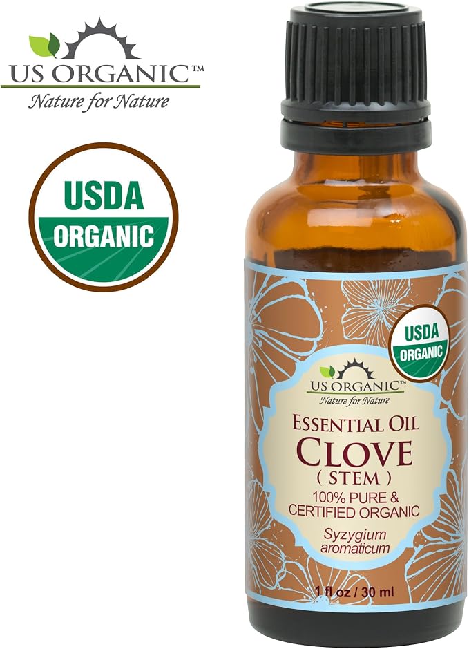 US Organic 100% Pure Clove Stem Essential Oil - USDA Certified Organic, Steam Distilled (30 ml)