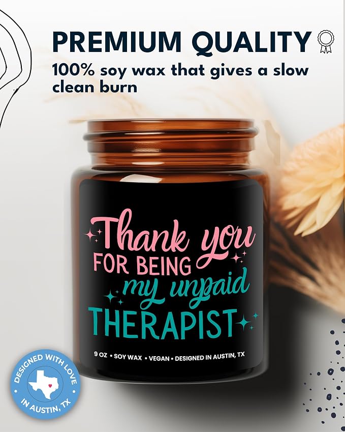 Funny Candle for Best Friend, Thank You for Being My Unpaid Therapist Candle, Unique Best Friend Candles for Women, Funny Friendship Gifts, Gifts for Bestfriends, Birthday, Christmas, Gift-Ready