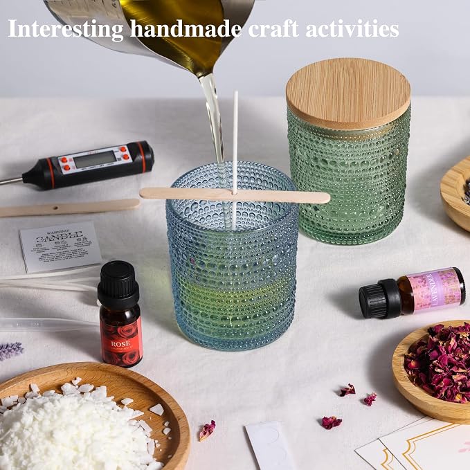 DARJEN Candle Making Kits for Beginners, DIY Starter Scented Candles Making Kit - 2 Glass Jars(Blue, Green), Soy Wax, Scented, Card & More, Full Soy Candle Making Supplies Set Perfect Gifts