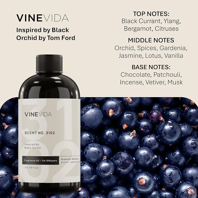 VINEVIDA [16 Oz] Inspired by: Black Orchid; Diffuser Oil Refill | Premium Scent Diffuser Oil for Home | Non-Toxic Fragrance