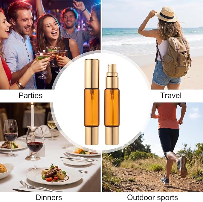 4 Pack Double Ended Perfume Bottle Travel Perfume Bottle Refillable with Spray and Roller Ball Essential Oil Roll on Bottles Perfume-Dispenser Transfer Tools Kit for Essential Oils, Makeup Remover