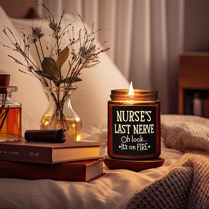Funny Gifts for Nurse Women Men - Nurse's Last Nerve Relaxing Soy Candle for Her Mom Sister - Birthday Mothers Day RN Graduation Nurse Week Appreciation Thank You Gift for Friend Coworker Boss