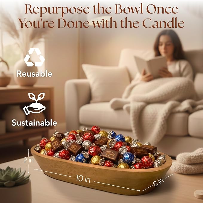 Dough Bowl Candle Co. Scented Vanilla Candle - 10x6 Large 3 Wick Natural Soy Wax Candles for Home, Luxury Women Birthday Gift Ideas, Vanilla Scent Odor Eliminating Aromatherapy for Mother's Day