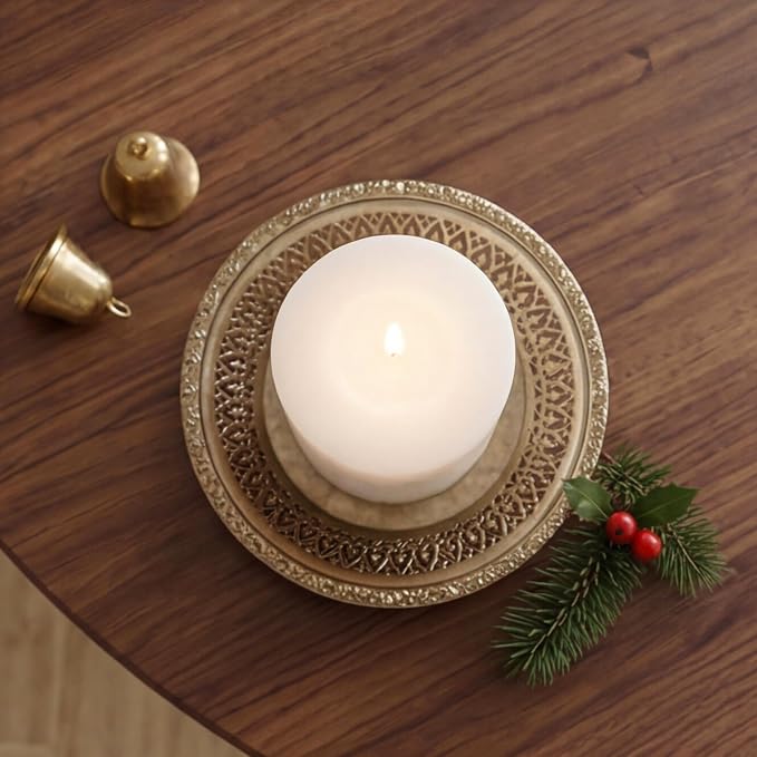 Aroma Naturals Holiday Essential Oil Vanilla & Peppermint Scented Pillar Candle, Cool Wish, 2.5 inch x 4 inch