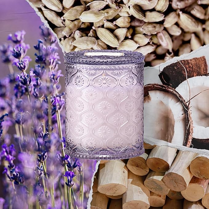 LA JOLIE MUSE Lavender Lilac Fresh Scented Candles for Home, Soy Wax 40 Hrs | Luxury Jar Candle, Clean Non Toxic, Gift for Women & Men, Relaxing Aromatherapy, Stress Relief, Decorative Purple Candles
