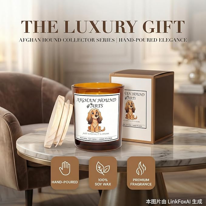 Afghan Hound Gifts for Women | Birthday Gifts for Mom | Light When Dog Farts Candle | Cedar By Natural Soy Wax | Pet Safe Friendly Memorial Candles for Home Scented Household Essentials