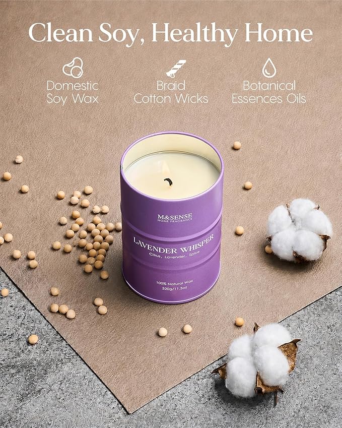 M&SENSE Lavender Scented Candles for Women, 11.3 oz Soy Candles for Home Scented, Aromatherapy Candle for Stress Relief Meditation Relaxing,Birthday Gifts Mothers Day Candle for Women Mom
