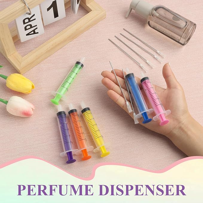 6 Pack-10ml Plastic Perfume Syringe Extracto Decanter Kit with Blunt Stainless Needle Tip, Suitable for Perfume、Ink、Pen、Printer Filling, Refillable Liquid Dispensing and Measuring.