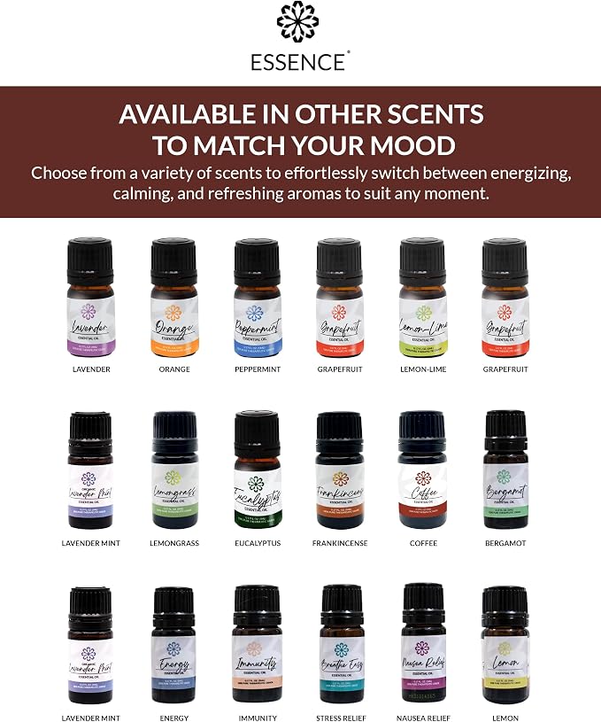 Essence Pearl Travel Case | Coffee Essential Oil | Aromatherapy Nasal Diffuser & Essential Oil Carrying Case | Invigorating Coffee & Coconut Blend | Travel-Friendly Kit | Black Pod