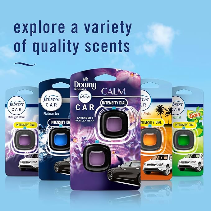 Febreze Car Vent Clip, Downy Calm Scent, 0.07 oz (Pack of 4)