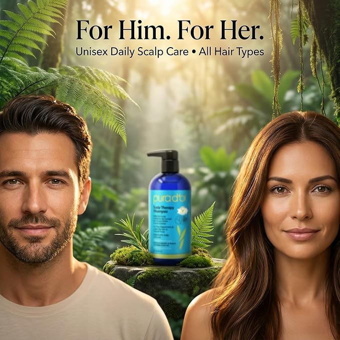 PURA D'OR Scalp Therapy Shampoo Hydrates & Nourishes Scalp - Scalp Shampoo For Itchy Flaky Scalp w/Tea Tree, Peppermint, Patchouli, Cedarwood, Clary Sage, Argan Oil, Tea Tree Peppermint Scent 16 Oz