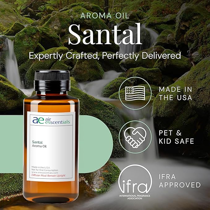 Santal Aroma Oil, Essential Oils Blend for Diffusers & Scent Machines, Sensual Sandalwood & Cardamom, Aromatherapy, Cold Air Diffuser Compatible, 300 mL