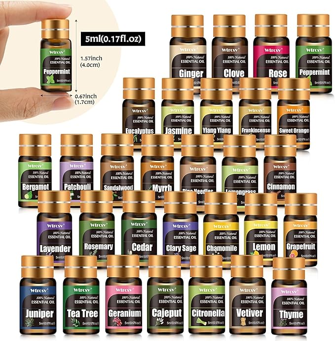 Essential Oils Gifts Set - 30 Unique Scents - Perfect for Diffuser, Humidifier,Aromatherapy, Massage,Skin & Hair Care,30x5 ml