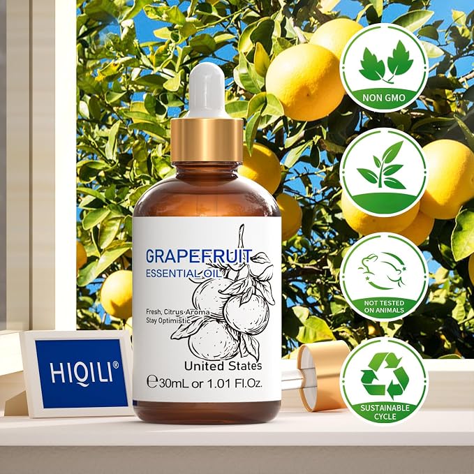 HIQILI 30 ml Grapefruit Essential Oil, for Diffuser, Skin Care - 1 Fl Oz