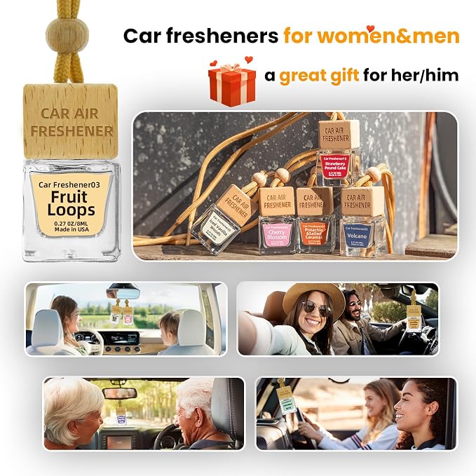 Car Air Freshener Hanging Diffuser – Long-Lasting Essential Oil Scent (Up to 60 Days) – Non-Toxic & Eco-Friendly – 2-Pack Auto Fresheners Made in USA