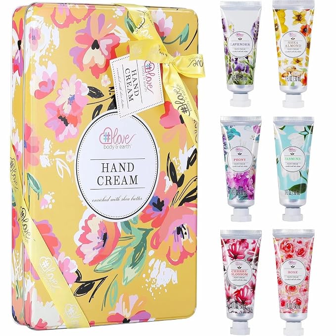 Hand Cream Gifts Set for Women, Shea Butter & Lavender Hand Lotion Travel Size Hand Cream, Moisturizing Lotion for Dry Cracked Hands, Birthday Gifts for Women, Graduation Gift for Girls, 6 x 1 OZ
