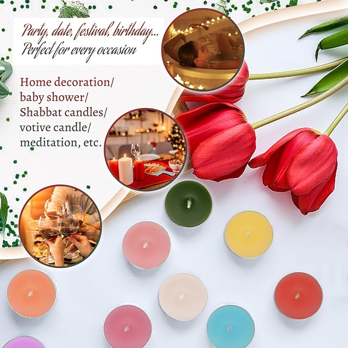 Christmas Scented Tealight Candles Cedar & Apple, Red Green Scent Tea Lights Candles Clear Cup, 24 Pack Colored Tealights Candle, 6 Hour Burn Time Tea Candles for Home Decor