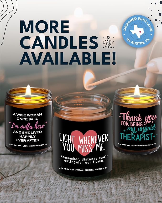 Long Distance Relationship Candle, Long Distance Relationship Gifts for Him, Thoughtful Gifts for Girlfriend or Boyfriend, Presents for Best Friend, Birthday, Christmas, Gift-Ready