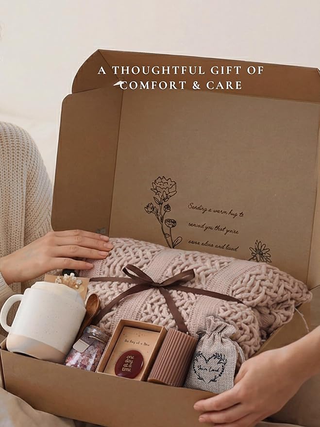Get Well Soon Gift Baskets for Women - Earth Tone Self Care Package - After Surgery, Sympathy Gifts for Loss of Loved One, Thinking of You/ Mothers Day/ Grief /Bereavement /Miscarriage Gifts for Women