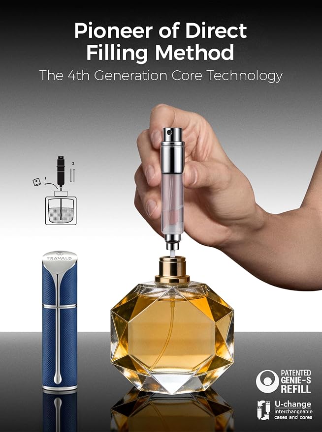 Travalo AQUA Refillable Perfume Atomizer, 5ml Travel Perfume Bottle with Easy Bottom Refill, Leak-Proof Mini Cologne Sprayer, TSA-Approved Pocket Fragrance Spray for Women & Men, 1 Piece (Blue)