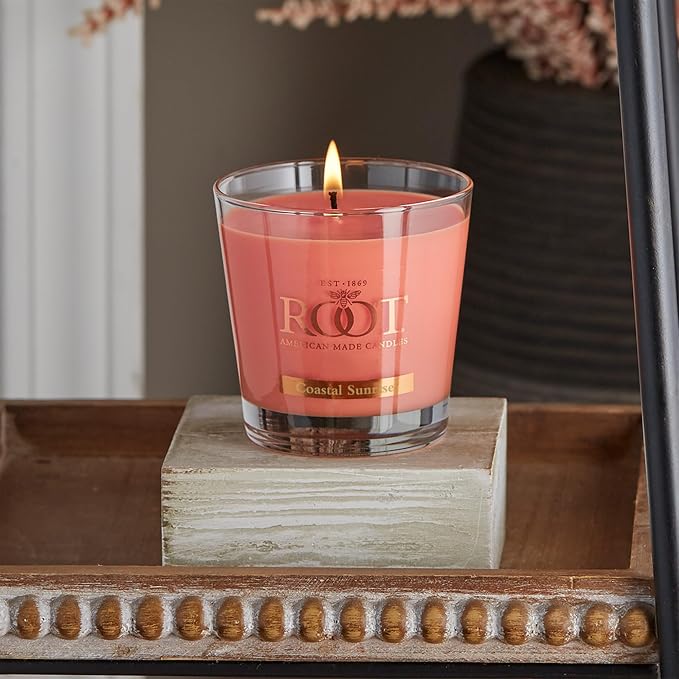 Root Candles Scented Candles Honeycomb Beeswax Blend Premium Handcrafted Candle, Small Veriglass, Coastal Sunrise
