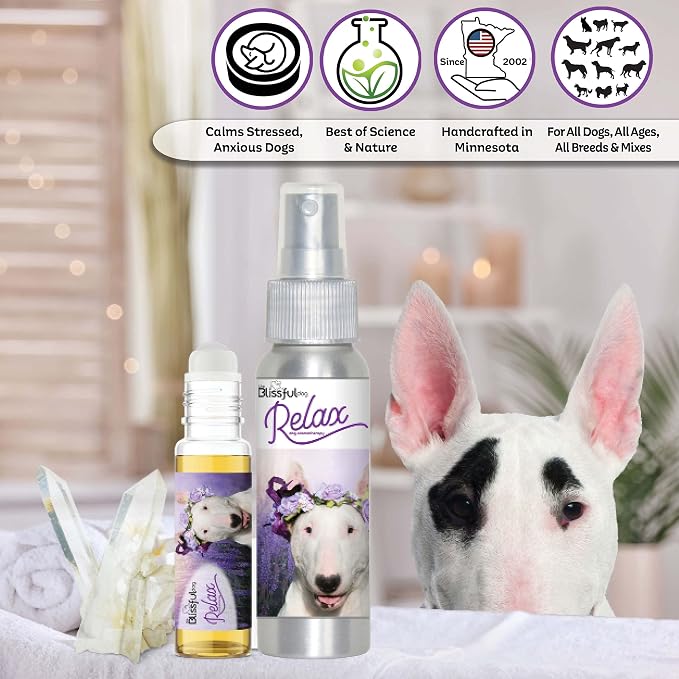 The Blissful Dog Bull Terrier Dog Relax Roll-ON Aromatherapy for Dogs - Anxiety Relief for Dogs