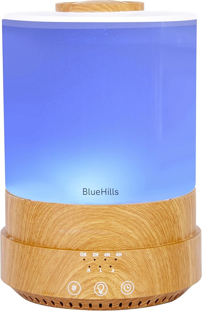 BlueHills Premium 2500 ML XL Essential Oil Diffusers for Large Room Aromatherapy Fragrance Diffuser Humidifier Combo High Mist Large air Diffuser for Essential Oils for Home Light Wood Grain F005