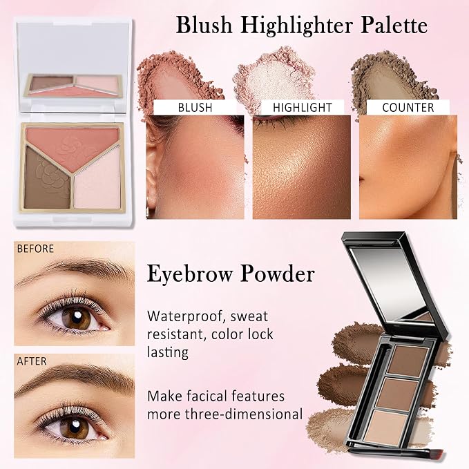 All in One Makeup Kit for Women Full Kit,Travel Makeup Kit for Teens,Make Up Gift Set with Everything,Foundation Eyeshadow Lip Gloss Eyebrow Blush Powder, Mother's Day Make Up Gift for Women Mom-A