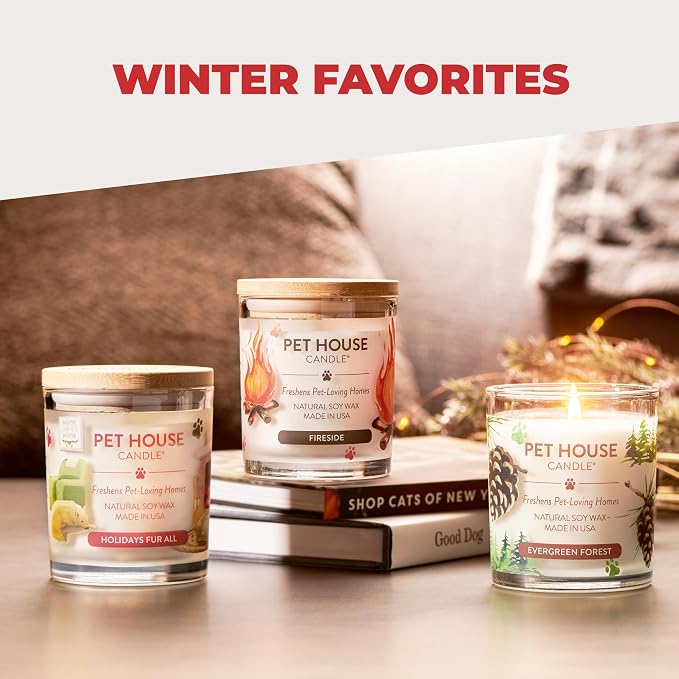 Pet House Scented Candles, Plant Based Pet Candle, Clean Burning, Long Lasting Air Freshener for Home, Holidays Fur All 2 Pack