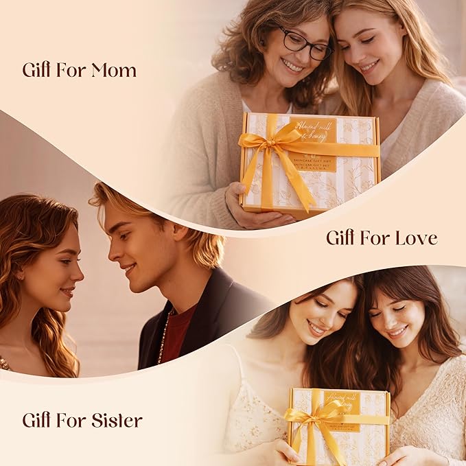 Birthday Gifts for Women, Almond Milk & Honey Relaxing Spa Gift Baskets for Women, Self Care Gifts Home Bath and Body Gifts Set for Mom, Girlfriend, Sister, Female Friends, Coworker