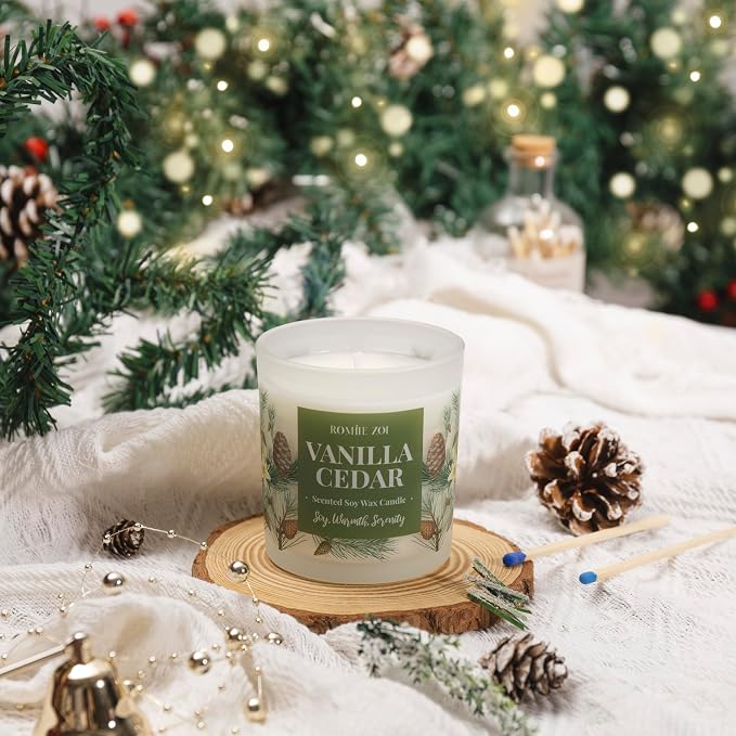 ROMIIE ZOI Aromatherapy Jar Candle - 6oz Soy Wax Candle - Infused with Vanilla Cedar Aroma - with Beautiful Keepsake Box Special for Birthday/Holiday Gifts