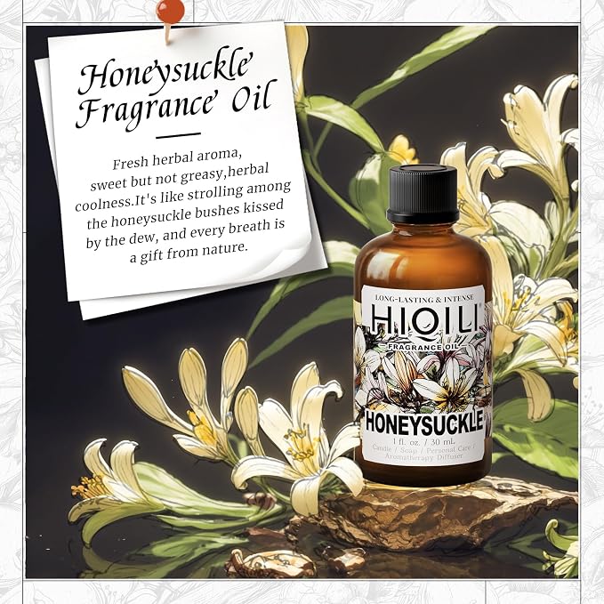 HIQILI Honeysuckle Fragrance Oil丨1 Fl Oz / 30 ML | for Home Diffuser, Prefect for Candle & Soap Making, Relaxation, Beautiful Gifts