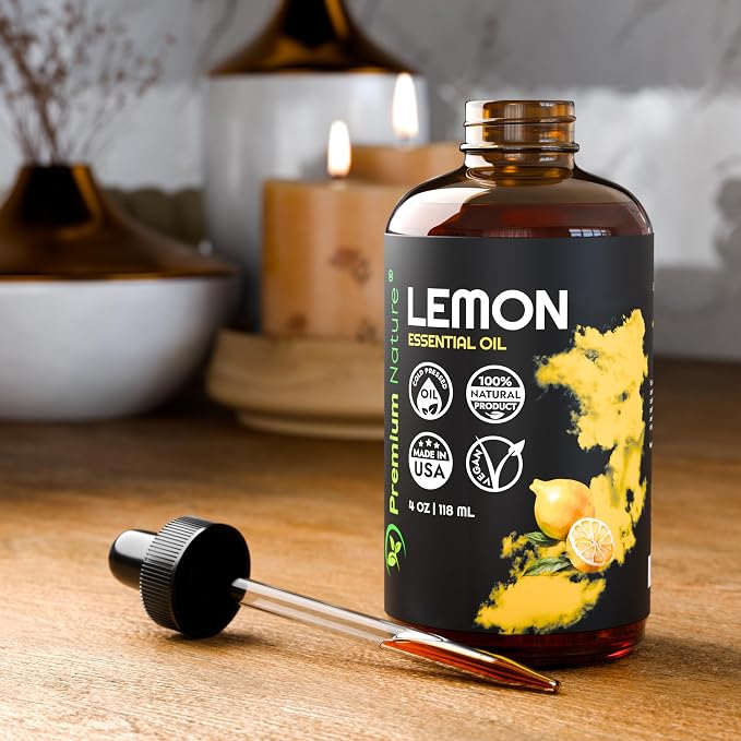 Lemon Essential Oil for Diffuser Aromatherapy Oils for Laundry and for Skin Pure Essential Oils for Soap Making Lemon Oil for Diffuser Citrus Oil 4 oz