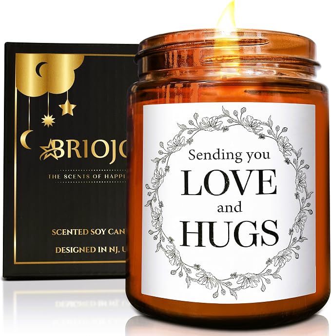 Sending You Love & Hugs Gift for Her - Relaxing Candles for Women Stress Relief - Gifts for Men Coworker Boyfriend - Mothers Day Gift for Mom Girlfriend Daughter - Scented Soy Calming Candle