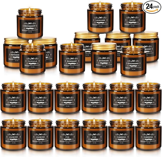 24 Packs Scented Candles for Home, 3.05oz，Soy Wax Aromatherapy Candles with 12 Fragrances, Smokeless Natural Essential Oil Candles for Relaxation, Gifts, Parties, Yoga,Home Decor