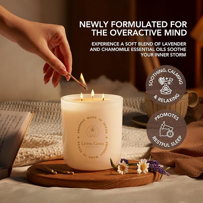 Tranquility – Soothing Chamomile & Calming Lavender Essential Oils – Pure Beeswax Candle for a Restful, Peaceful Night – Non-Toxic Aromatherapy Candle – Newly Reformulated
