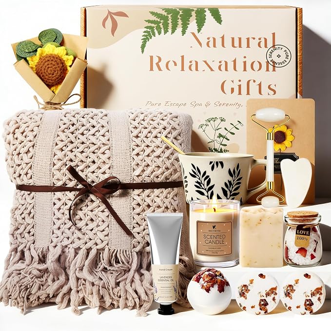 Birthday Gift for Women, Get Well Soon Self Care Package, Unique Spa Gift Basket Thank You Gifts for Mom Grandma Wife Best Friend Sister Her Mothers Day