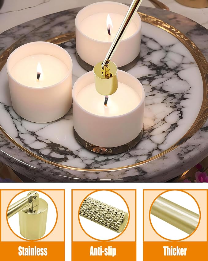 YOUTUOY 4 in1 Candle Accessory Set with Rechargeable Candle Lighter, Candle Wick Trimmer, Candle Wick Snuffer, Candle Wick Dipper, Candle Care Kit (Gold)