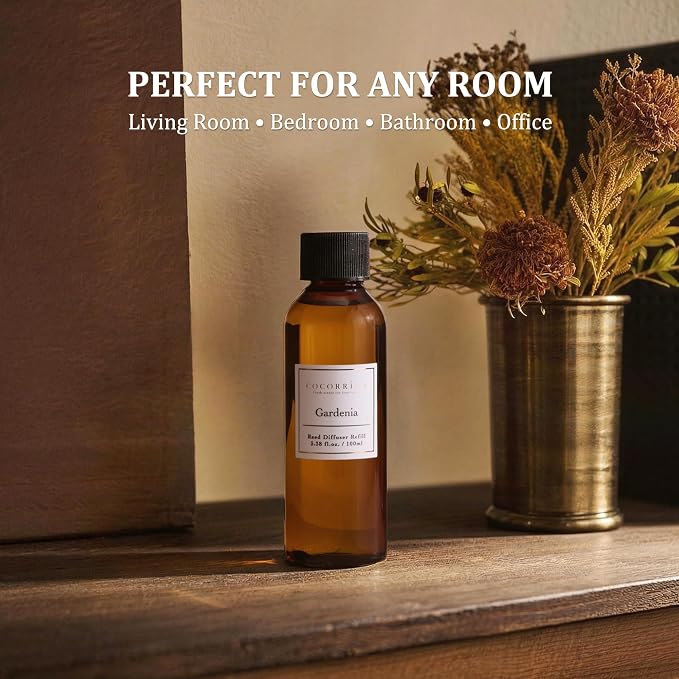 COCORRÍNA Reed Diffuser Refill Set, 10.2oz Scented Oil Refill 3 Pack, Clean Linen, Cashmere Vanilla, Gardenia, Long Lasting Oil Diffuser Refill with 18 Sticks for Bathroom & Bedroom