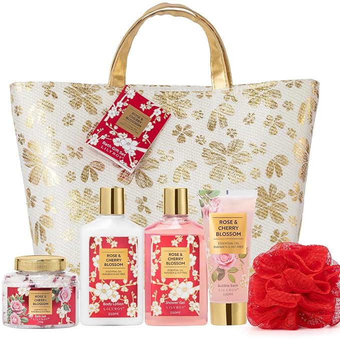 Spa Gifts, Birthday Gifts - 6Pcs Rose Bath and Body Spa Gift Sets for Women