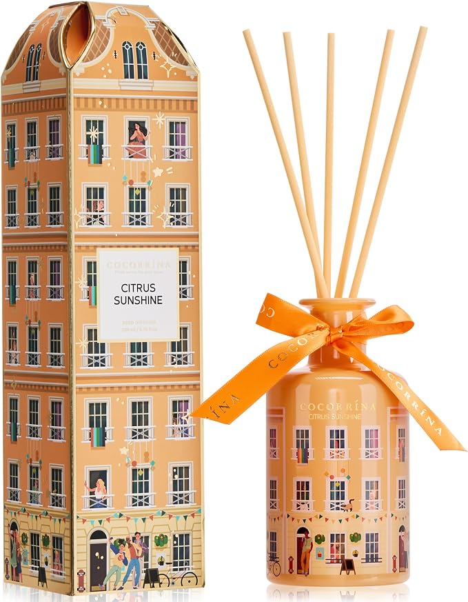 Reed Diffuser for Home - Citrus Sunshine 6.76 fl oz Diffuser with Sticks, Home Fragrance for Bathroom Shelf Decor, Bedroom & Guest Room