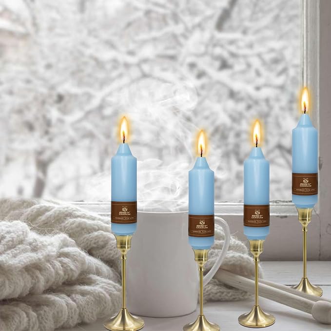 5 Inch Short Taper Candles Blue 4 PCS Handmade Candle for Dinner Household Wedding Party Home Décor Candlesticks